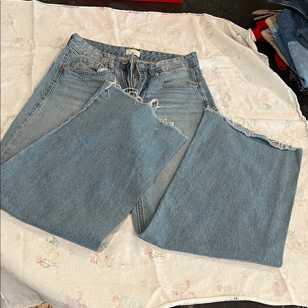 Stylish Light Blue Wide Leg  Jeans